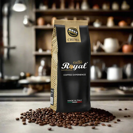 Café italien - Royal Caffe en grains CREMA - 50% Arabica - 50% Robusta - 1 Kg